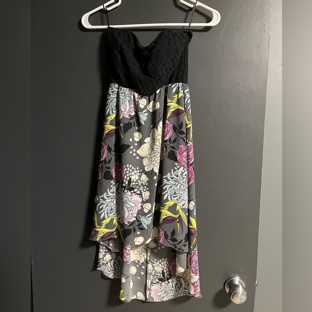 Multi coloured high low dress